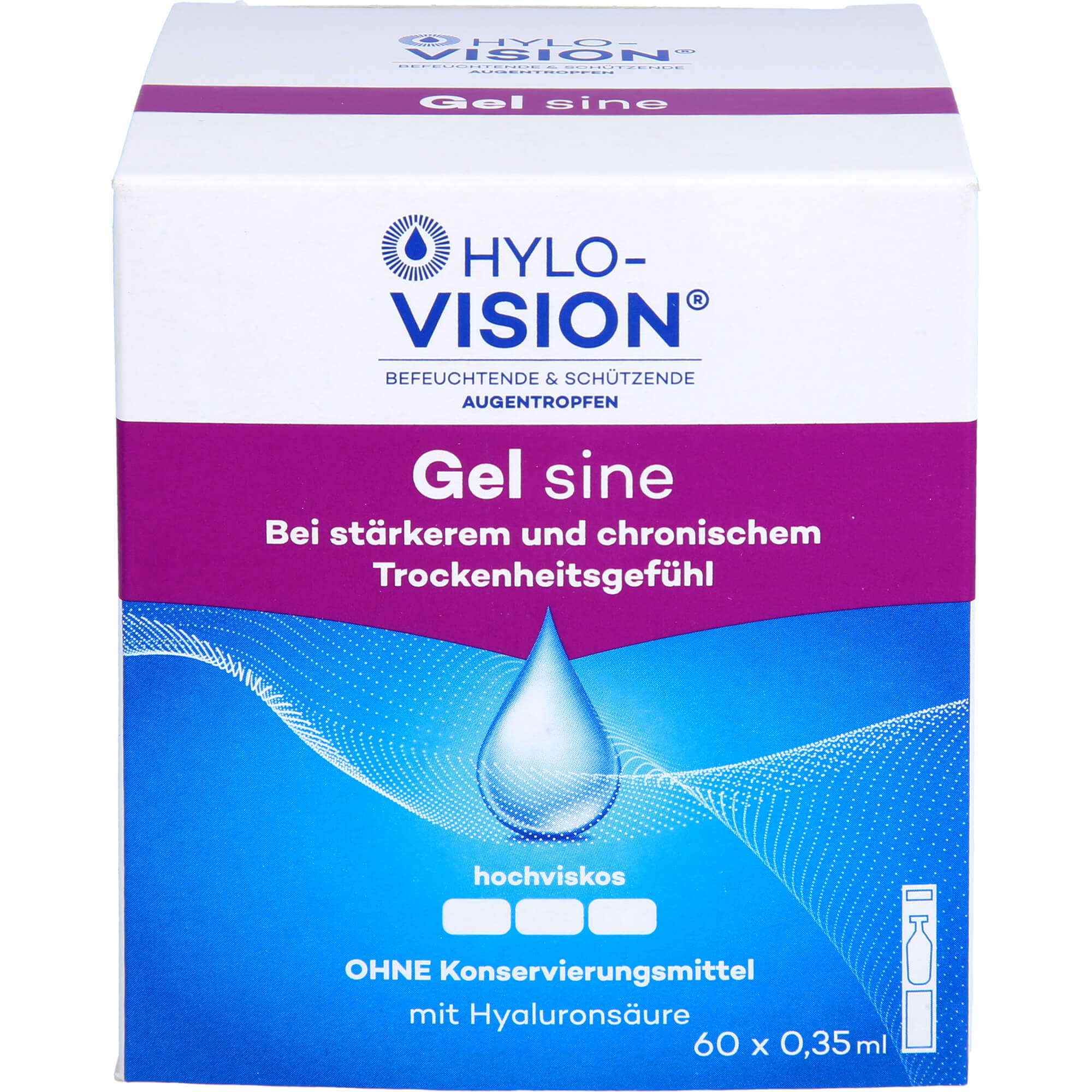 Hylo-Vision Gel sine eye drops, 60 ampoules