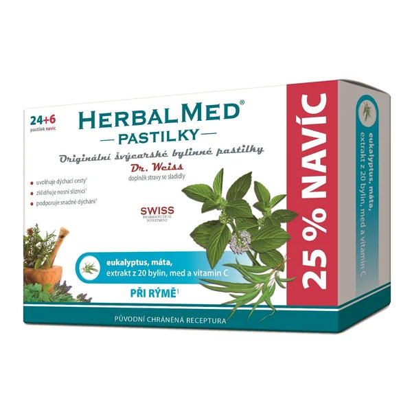 Dr. Weiss HerbalMed Eucalyptus + mint + vitamin C 24 + 6 lozenges