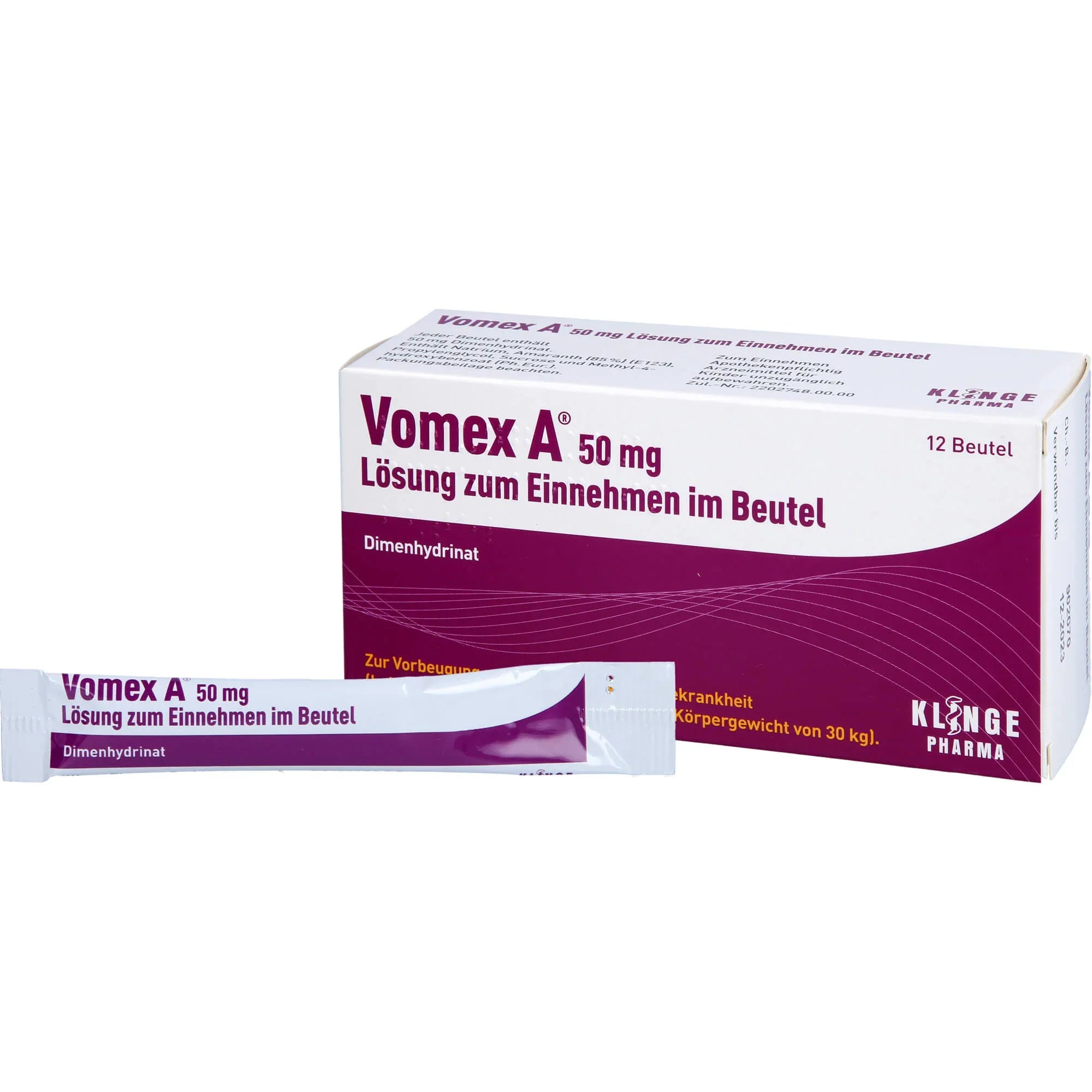 Vomex A 50 mg sachets for motion sickness, 12 sachets