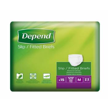 Depend Slip Fitted Briefs Super Plus M incontinence 15 pcs