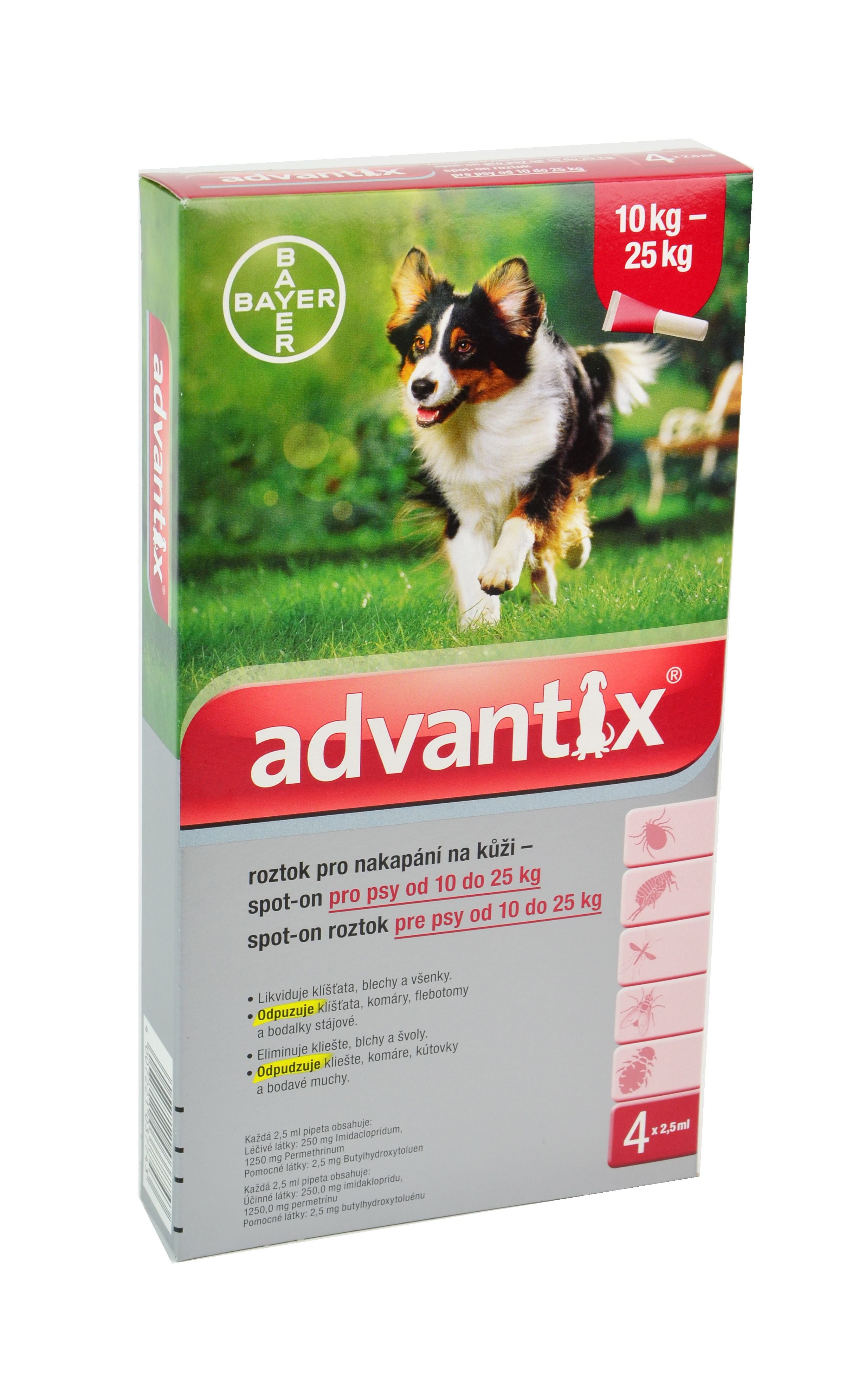 Advantix for dogs 10-25kg spot-on 4x2.5 ml