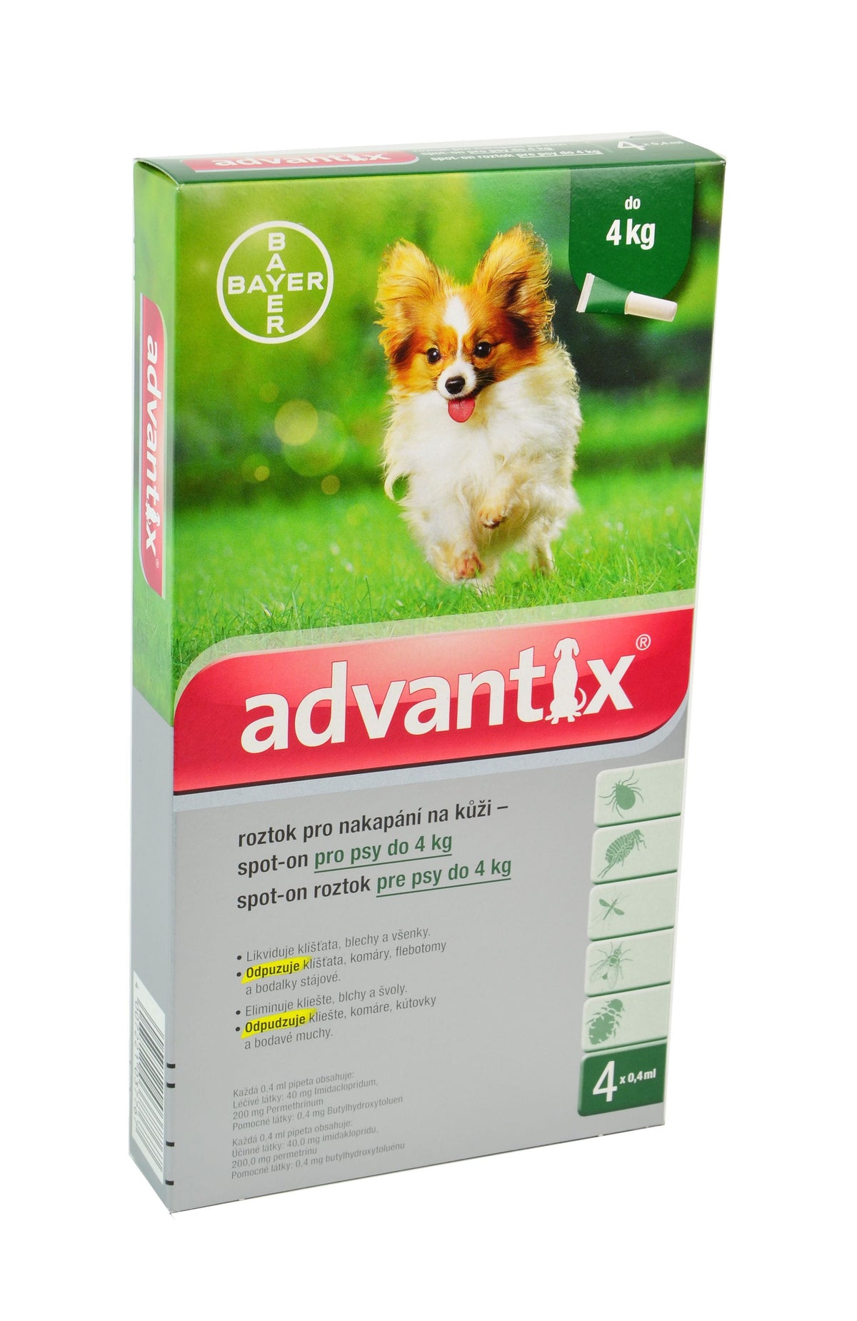 Advantix for dogs up to 4kg spot-on 4x0.4 ml