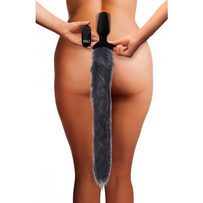 Tailz Vibrating Anal Plug With Tail Fox Gray