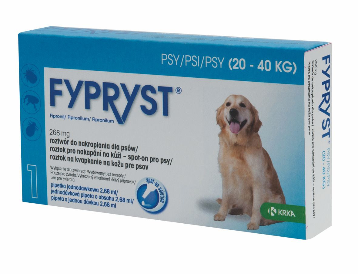 Fypryst spot-on fleas ticks treatment 20 up to 40 kg dogs 268 mg ampule 2 months