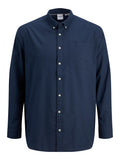 Jack&Jones PLUS Men's shirt JJEOXFORD Slim Fit Navy Blazer