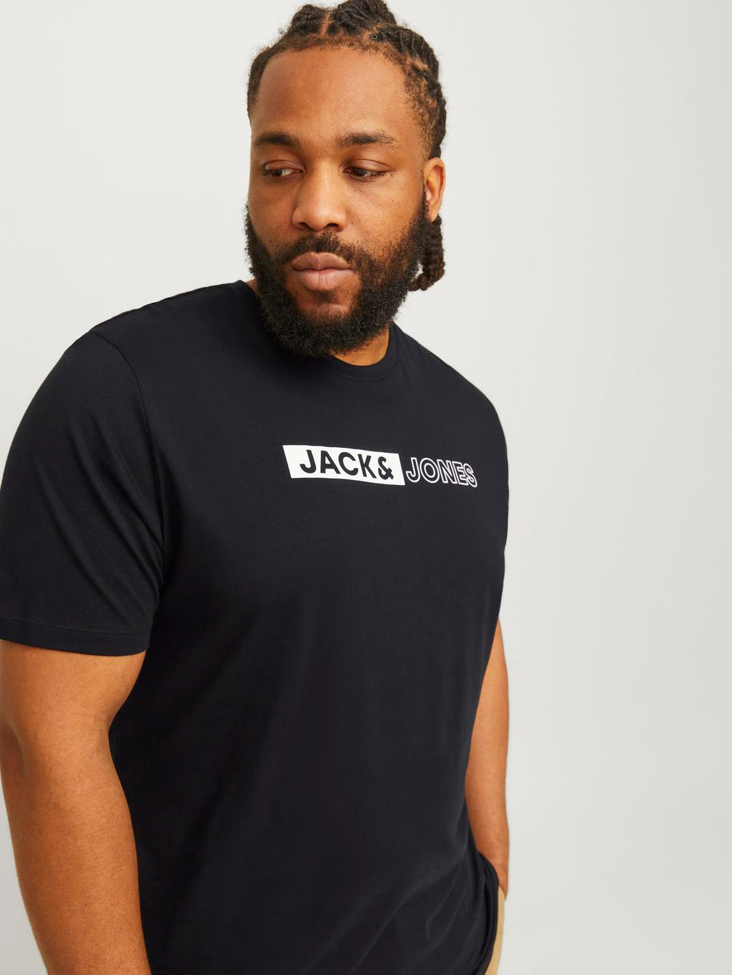 Jack&Jones PLUS Men's T-shirt JJECORP Slim Fit Black/Play 5